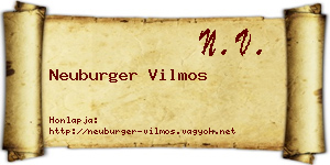 Neuburger Vilmos névjegykártya